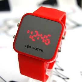 12Colors Unisex dijital ayna silikon kayış LJX09 ekran LED Saatler