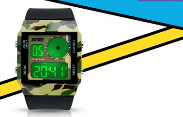 Unisex Çift Zamanlı Analog Dijital Saat Dual Time, 5 Renkli Arka Aydınlatma ile