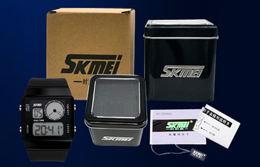 Unisex Çift Zamanlı Analog Dijital Saat Dual Time, 5 Renkli Arka Aydınlatma ile