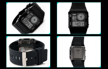 Unisex Çift Zamanlı Analog Dijital Saat Dual Time, 5 Renkli Arka Aydınlatma ile