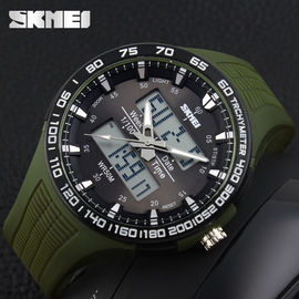 Ordu Yeşil Büyük Analog Sayısal Bilek İzle Çift Japonya Movts Dial