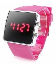 Genç İçin Eşsiz Pembe Silikon LED Dijital Bilek İzle, LED Dokunmatik İzle
