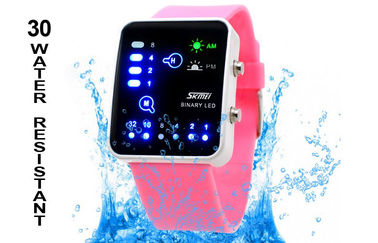 Pembe Silikon LED Dijital Bilek İzle EL Backlight İkili Saatler