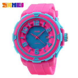 Açık Spor Renkli Plastik Kuvars Watch 3 ATM Kız Gül Kırmızı