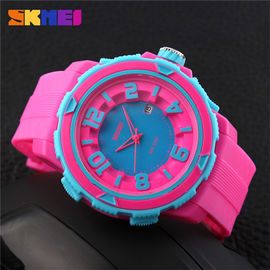 Açık Spor Renkli Plastik Kuvars Watch 3 ATM Kız Gül Kırmızı