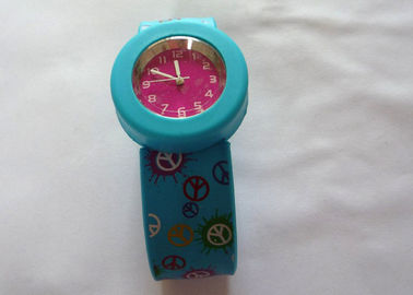 4-Renkli Baskı Mavi tokat Silikon Jel Bileklik yuvarlak vaka 3.6cm (S) 4.4cm (L) saatler